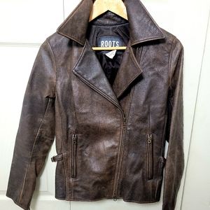 Roots Womens Vintage leather Moto Jkt.
